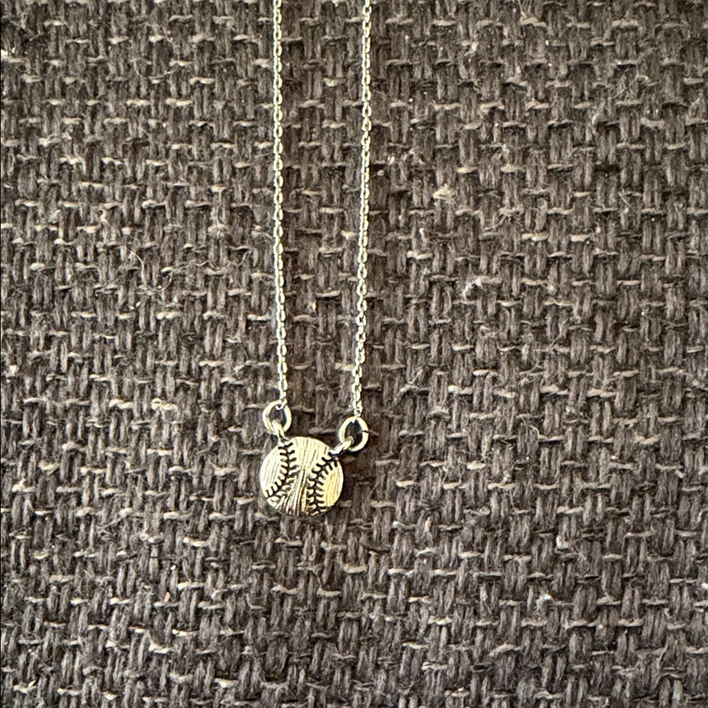 Silver Baseball Pendant Necklace